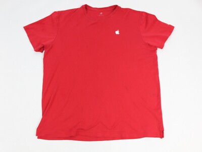 Apple Logo T-Shirt Adult Size Medium Red Short Sleeve Cotton Employee ...
