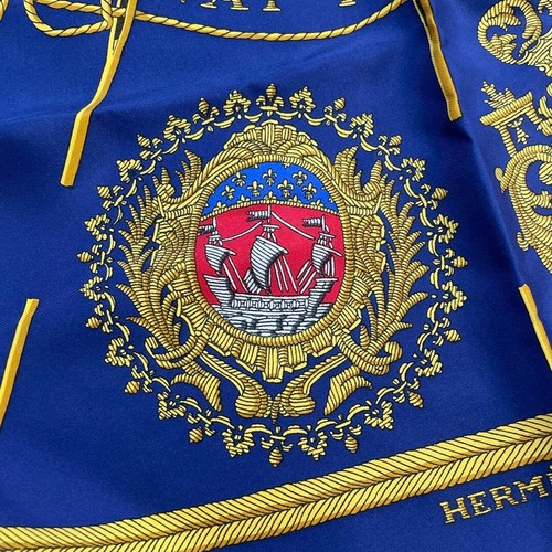 Sciarpa HERMES Carre 90 seta 100% autentica Francia blu multicolore vintage con scatola - Foto 14 di 20