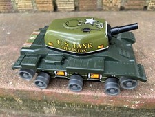Vintage 1973 Marx Windup Tank US Army 392 Pressed Tin and Plastic