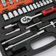 Car Repair Tool Kit 46/53 Piece/1/4-Inch Socket Set Ratchet Torque Wrench Combo