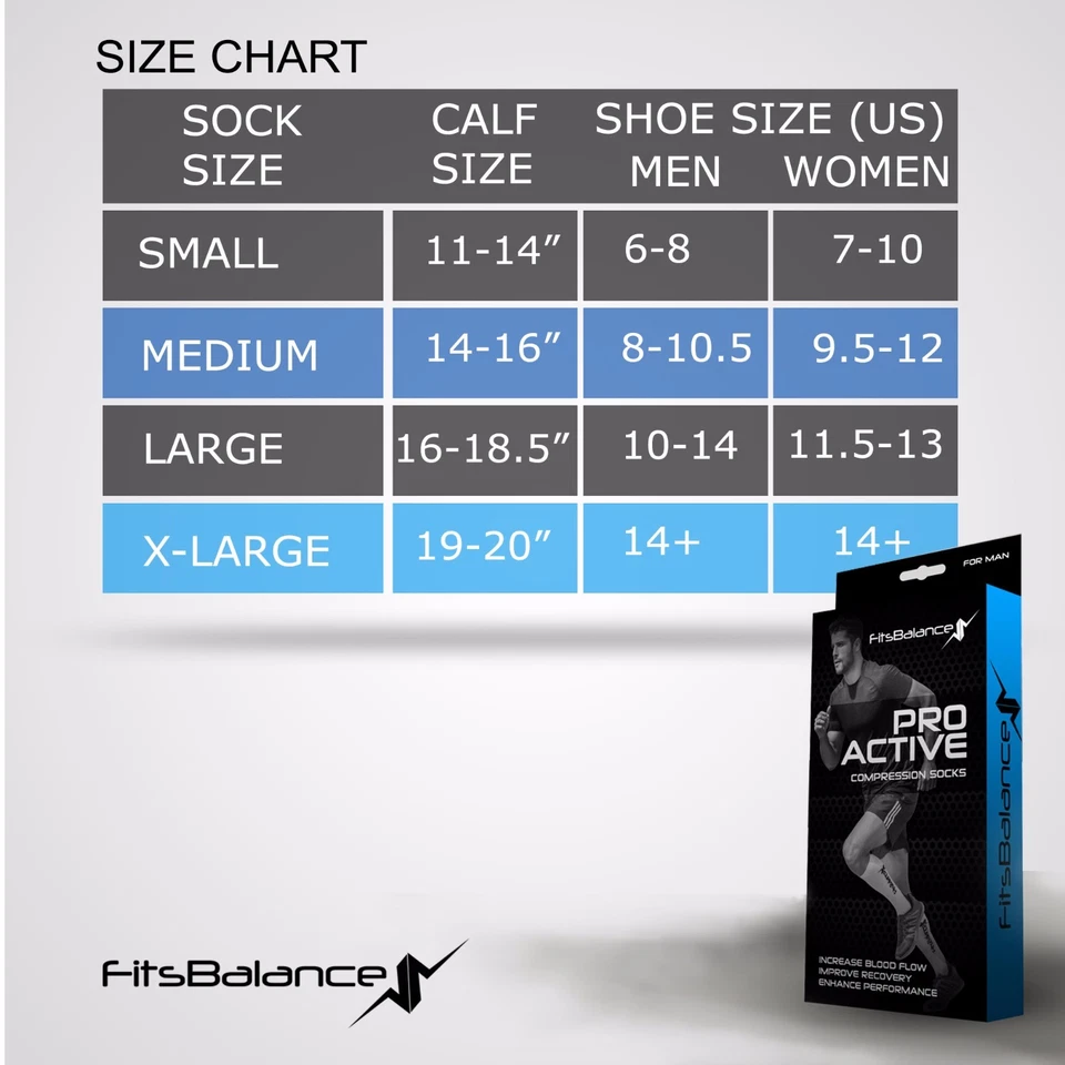 6 Pairs Large Black Compression socks for Men & Women Fit for Running, Nurses - Image 3 of 4