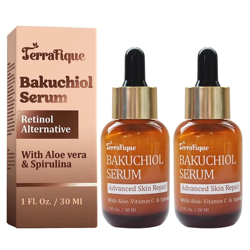 Terrafique Bakuchiol Serum for Face - Bakuchiol Retinol Alternative Pack of 2