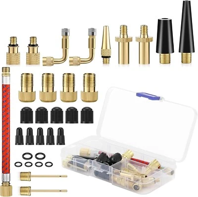 VVHIPPO 32 Stück Fahrradventil Adapter Set DV SV AV Französisches Ventil Adapter Kupfer