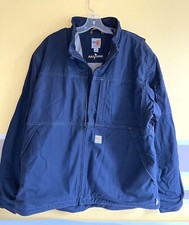 Carhartt Men Flame Resistant Full Swing Quick Duck Jacket Navy Blue Sz XL TALL