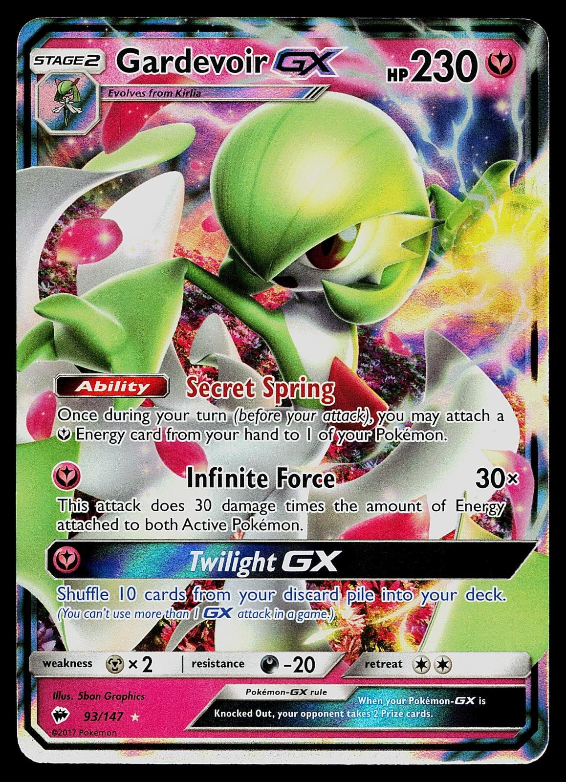 Pokemon Card - Gardevoir GX Burning Shadows 93/147 Holo GX Rare