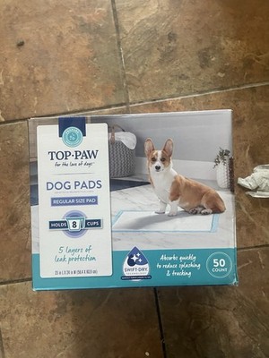 NEW TOP PAW Dog Puppy Pads 50 Count Box 5 Layers Leak Protection Holds 8 Cups