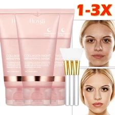 3/2PACK Collagen Overnight Wrapping Peel Off Facial Mask Renewal Night Skin Care