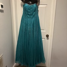 Joli Prom Peacock Blue Sequin Ball Gown Formal Dress Women  s Size 18 Princess