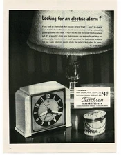 1945 Telechron Telalarm Electric Alarm Clock Vintage Print Ad 1 Art Deco