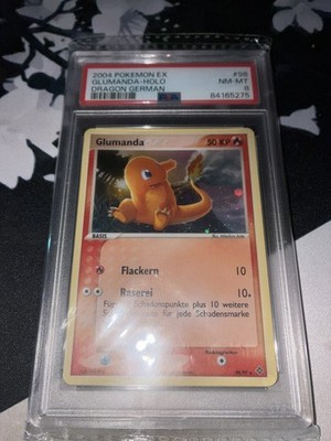 2004 Pokemon EX Card Charmander (Glumanda) Holo #98 PSA 8 MINT GERMAN Low Pop