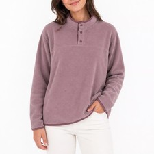 32 Degrees Heat Womens Fleece Pullover Snap Mock Neck Mauve Pink Large