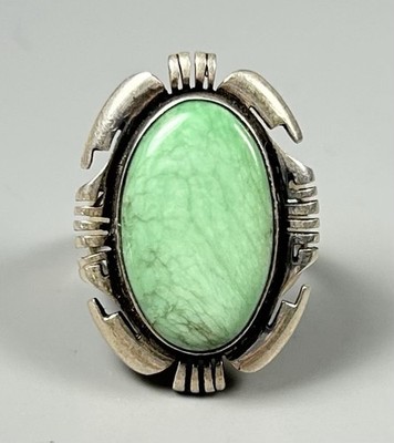 Signed G.Nelson Native American Navajo Sterling Silver Turquoise Ring Sz 6