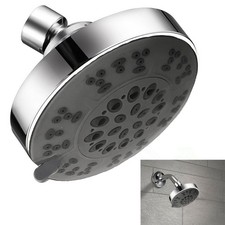1 Multi Function Shower Head Nozzle 5 Settings Plastic Silver Showerhead Bath 4"