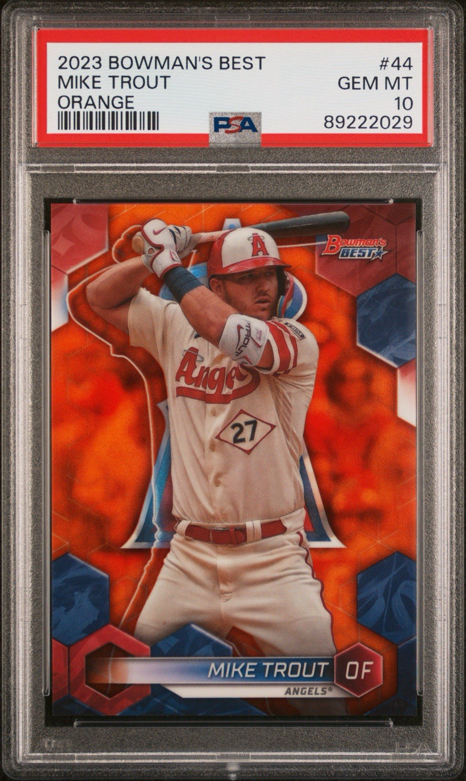 2023 Bowman's Best Mike Trout Orange Refractor #/25 Angels PSA 10 GEM MINT