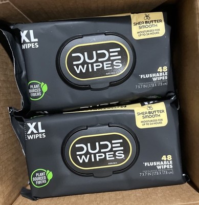 DUDE Wipes Shea Butter 12 Packs. 48 wipes each pack.total of 576   XL, Exp 04/28