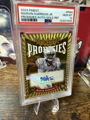 Marvin Harrison Jr 2024 Topps Finest Prodigies Gold Auto /50 PSA 10