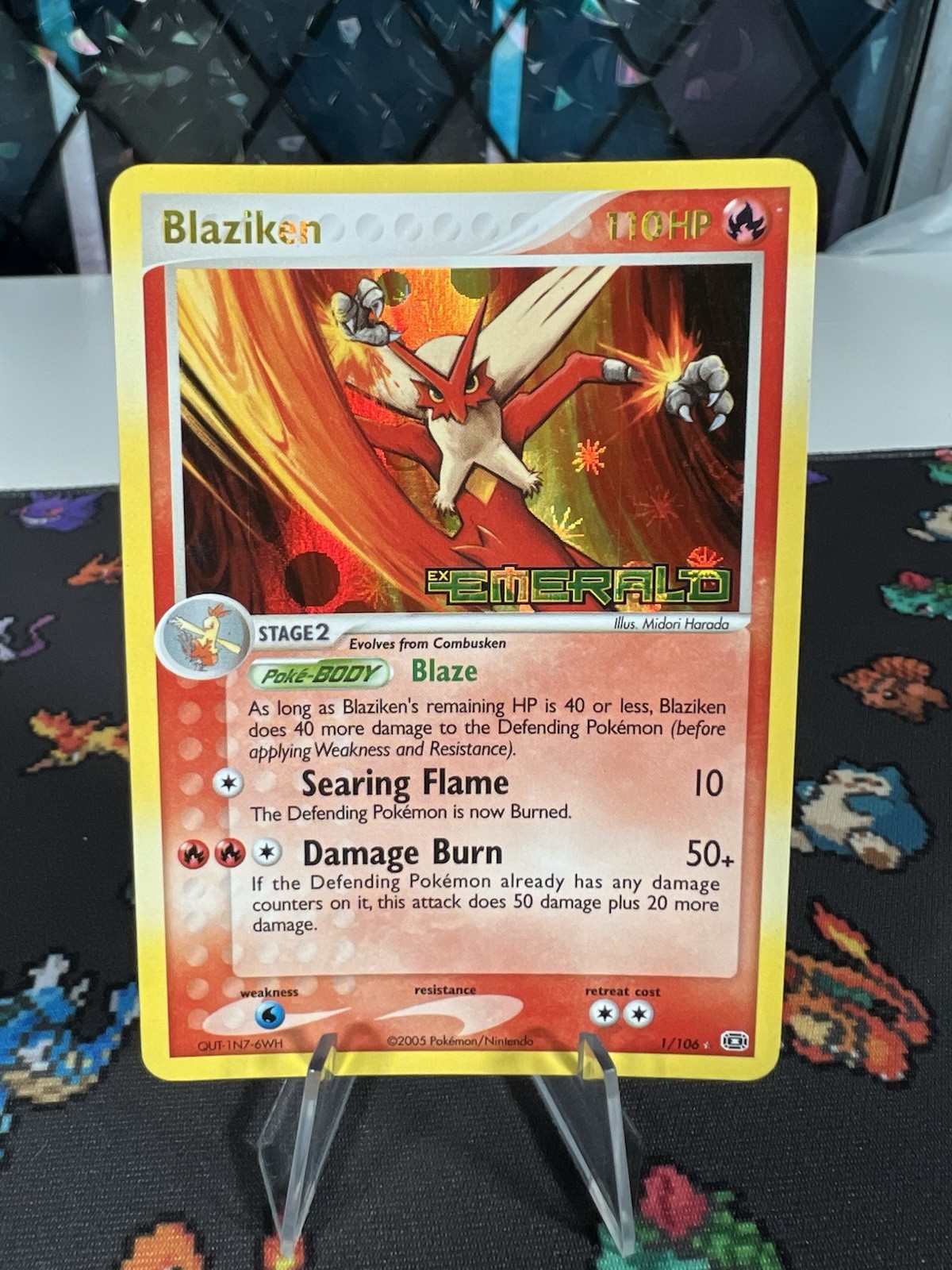 Blaziken #1 Stamped EX Emerald Reverse Holo Stamp 2005 1/106 Pokemon Card