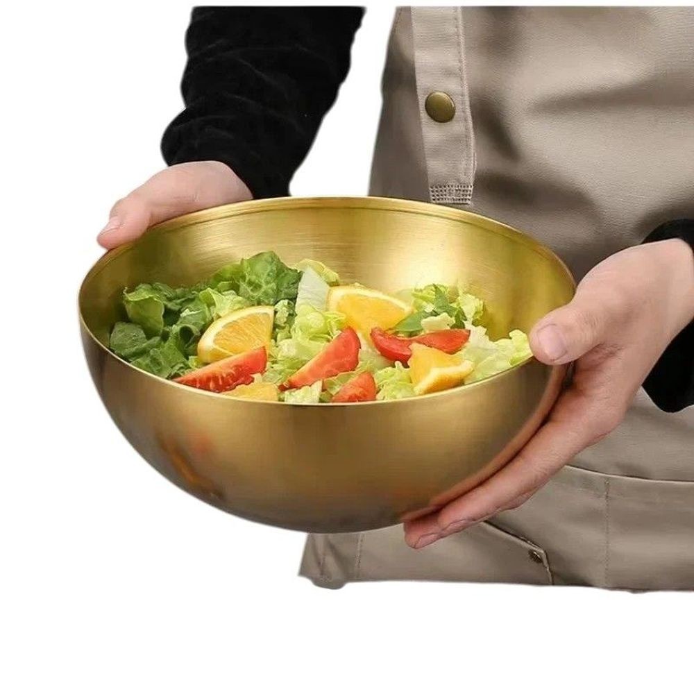 Edelstahl Schüssel goldfarben groß 304 für Salat Suppe Reis DE.
