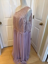 LACE ONE SHOULDER Davids Bridal Mauve Pink Lace Gown Plus Size 2X