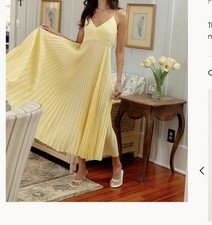 ASTR Blythe Midi Dress Pleated Strappy Yellow Lilac Wedding Guest Women’s S