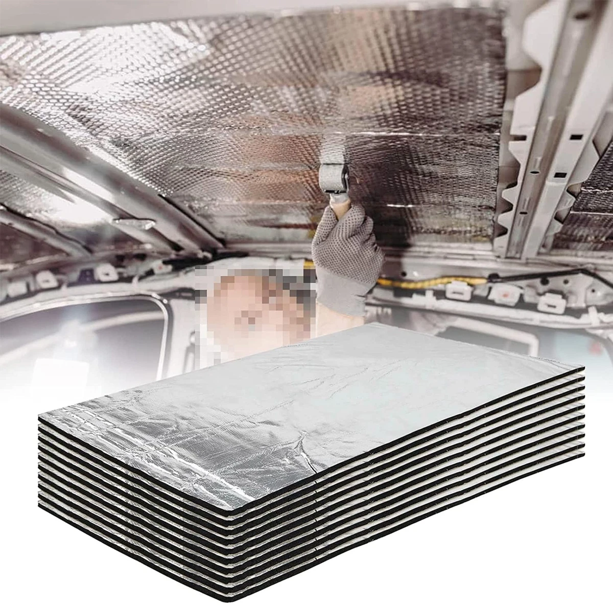 14Pcs 276mil 15.7"x9.8" Aluminum Foil Heat Shield Mat 16.15 sqft Sound Deadener