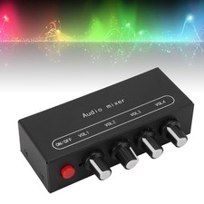 ⁺Stereo Line Sound Mixer 4 Channel Independent Control 1/8 Input Output Port