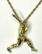14k Yellow Gold Baseball Player Pendant