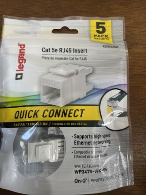 5-Pack Cat 5e RJ45 Insert, Quick Connect, White WP3475-WH-V5, Legrand On-Q {FF}