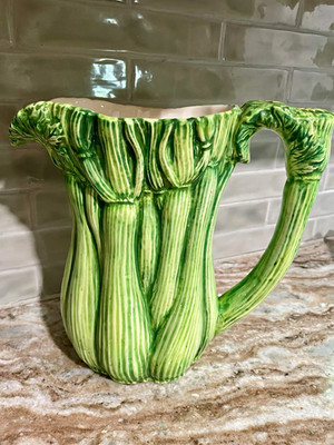 Department 56 Garden Vegetable Ceramic Pitcher Green/White 50 fl oz Hand Wash