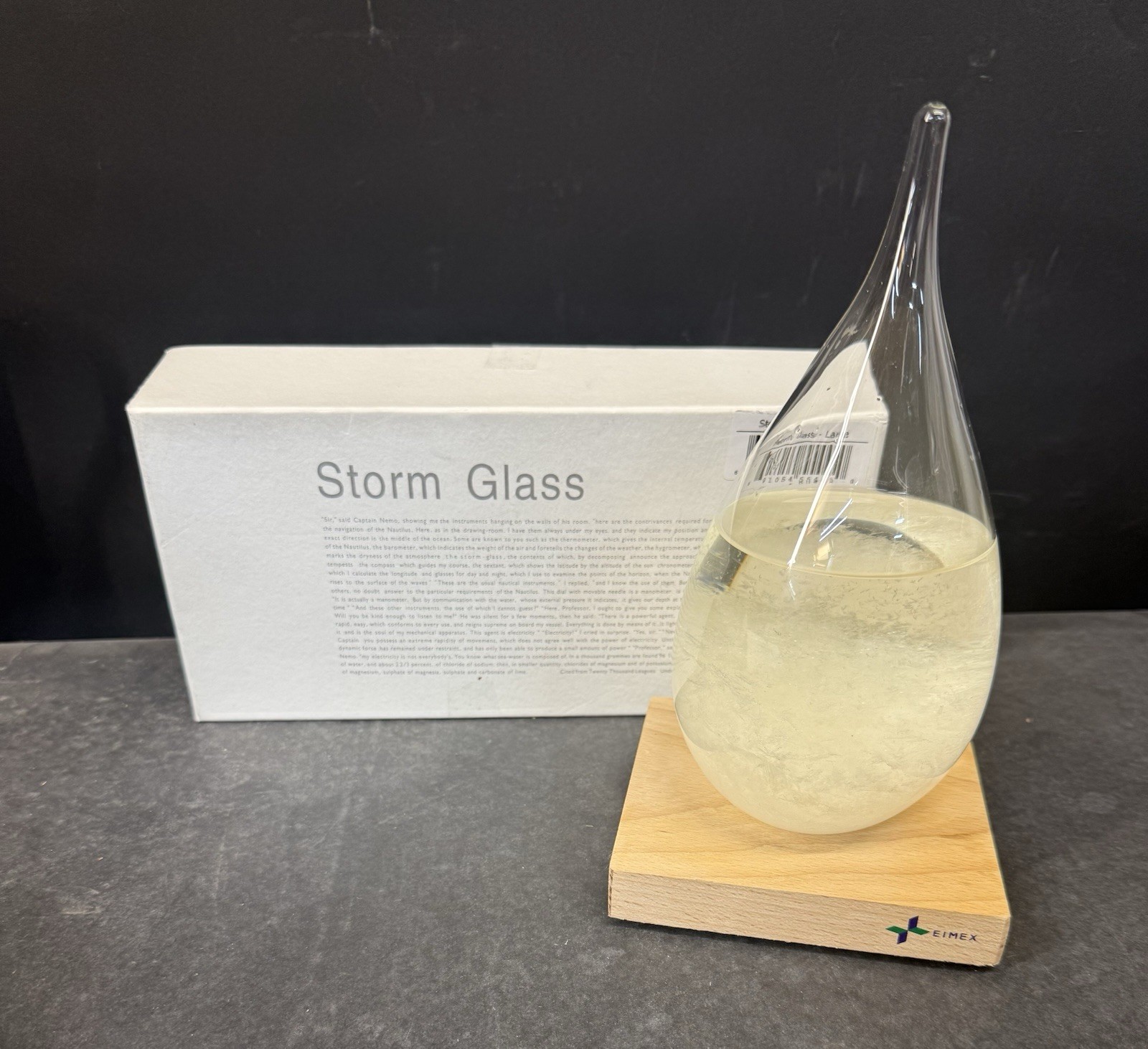 Storm Glass Barometer Crystal Drop Weather Forecaster W/ Wooden Base - Large