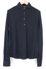 Suitsupply Men's Formal Shirt 37/14 1/2 Navy Cotton Polo Slim Cut