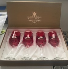 4 CRISTALLERIA FRATELLI FUMO LARGE RED WINE GLASSES HAND MADE IN ITALY NEW