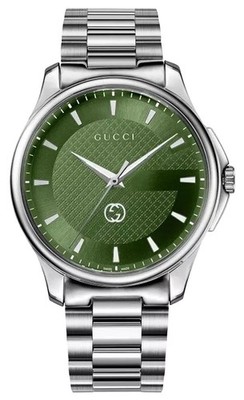 Gucci G-Timeless Herrenuhr Edelstahl Grün Zifferblatt Quarz YA126369