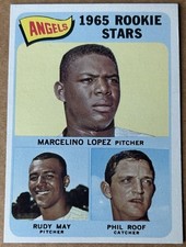 Click to enlarge Angels 1965 Rookie Stars (Marcelino Lopez / Rudy May / Phil Roof)