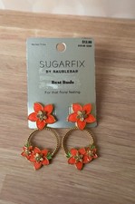 Orange Floral Hoop Earrings | SUGARFIX