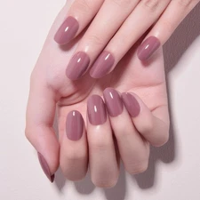 evpct Mauve Real Short Oval Press on Nails for Women, Extra Short Glossy Mauv...