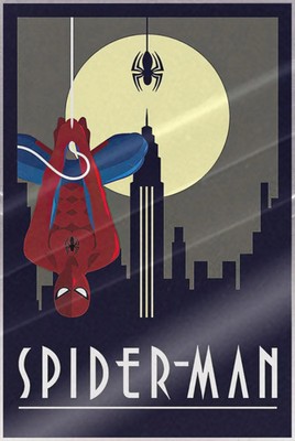 Spider-Man - Marvel Comic Poster (Art Deco - Moon) (Size: 24'' x 36'') (LAMINATED)