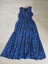 Hot Squash Women's Blue Black Sleeveless fit and flare maxi dress size 22. tall