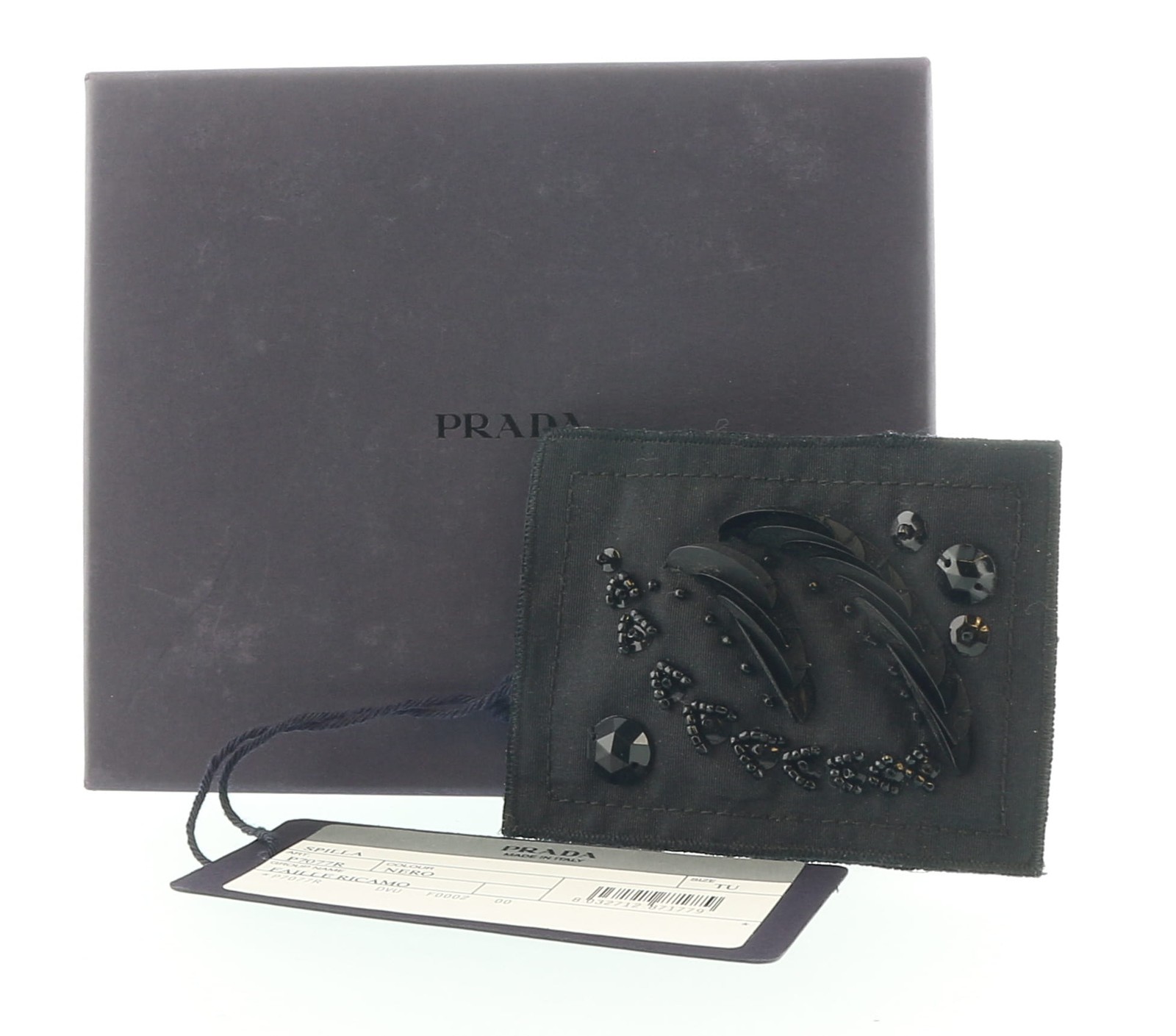 Элегантная брошь Prada из черной ткани с бисером булавка один размер 13290₽