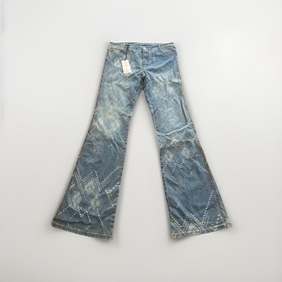 Ermanno Scervino Women's Embroidered Blue Boot Cut Jeans Size IT 46