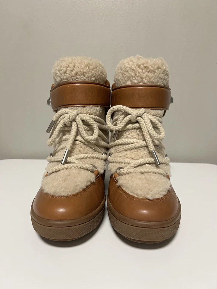 Botines de cuña con cordones de piel de oveja Coach Monroe EE. UU. 10 B UE 40 Foto 2 de 4