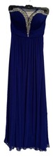 Jovani Beyond Womens Blue Strapless Evening Gown Rhinestone  Sweetheart Neck Sz6