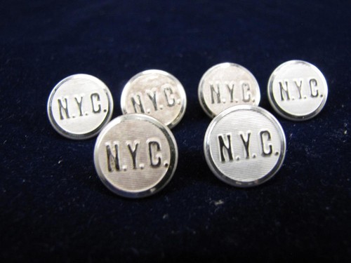6 Original NYC New York Central Railroad Uniform Tunic Buttons 5/8" - Silv Tone