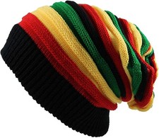 Fashion Jamaican Reggae Cap Multi-Colour Striped Rasta Hat Slouchy Baggie Bea...