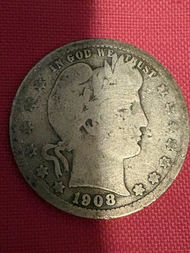 1908-D Barber Quarter 90% Silver Coin