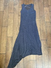 Brown Heathered Linen Blend Artsy Lagenlook Asymmetrical Tank Dress