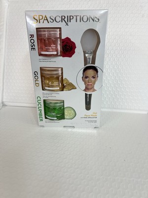SPASCRIPTIONS 3-Pack Gel Face Mask (Rose, Gold, Cucumber) w Applicator 1.7 50ML