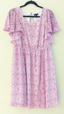 Torrid Floral Flutter Sleeve Smocked Waist Midi Dress White Pink Size 1