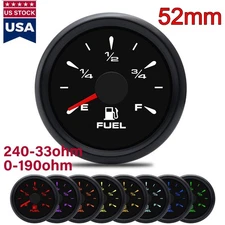 2" 52mm Fuel Level Gauge Meter 7Colors LED 240-33ohm/0-190ohm for Car Boat Truck