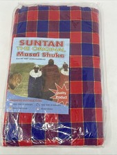 Suntan The Original Masai Shuka 60  x 80  Red Blue Yellow African Blanket Wrap